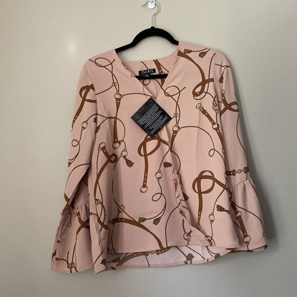 IMAN GLOBAL CHIC ROSE WRAP SHIRT SIZE S NWT - Picture 2 of 4
